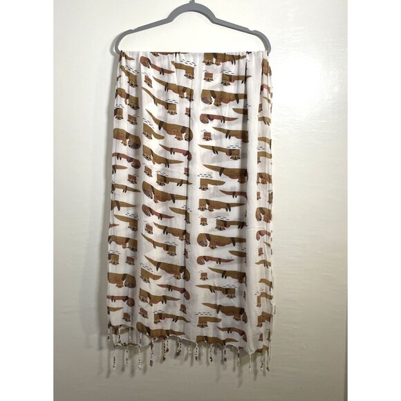 Monterey Aquarium Bay Women’s Scarf Design By Alexander Vidal Sea Otters 27/66" - Picture 4 of 8